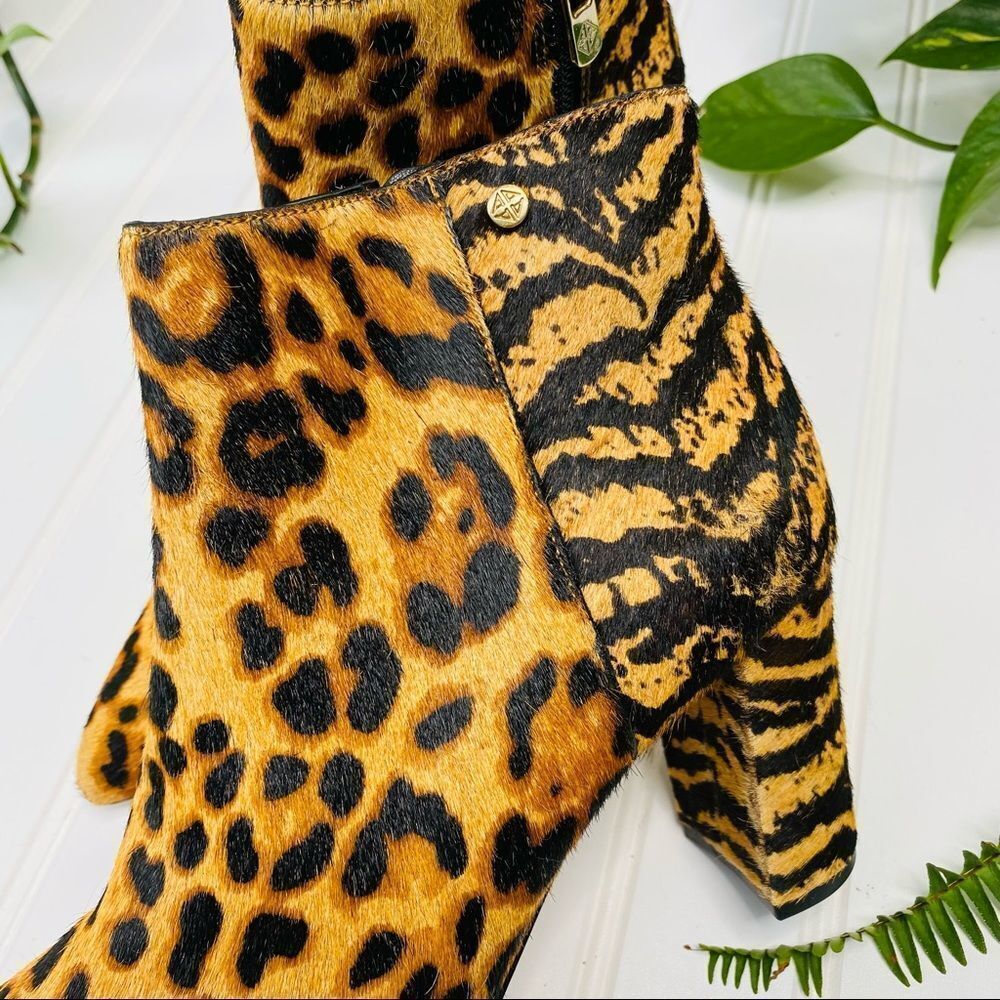 Antonio Melani Animal Print Zebra Cheetah Fur Heeled Ankle Boots NEW Size 7 - Picture 5 of 7